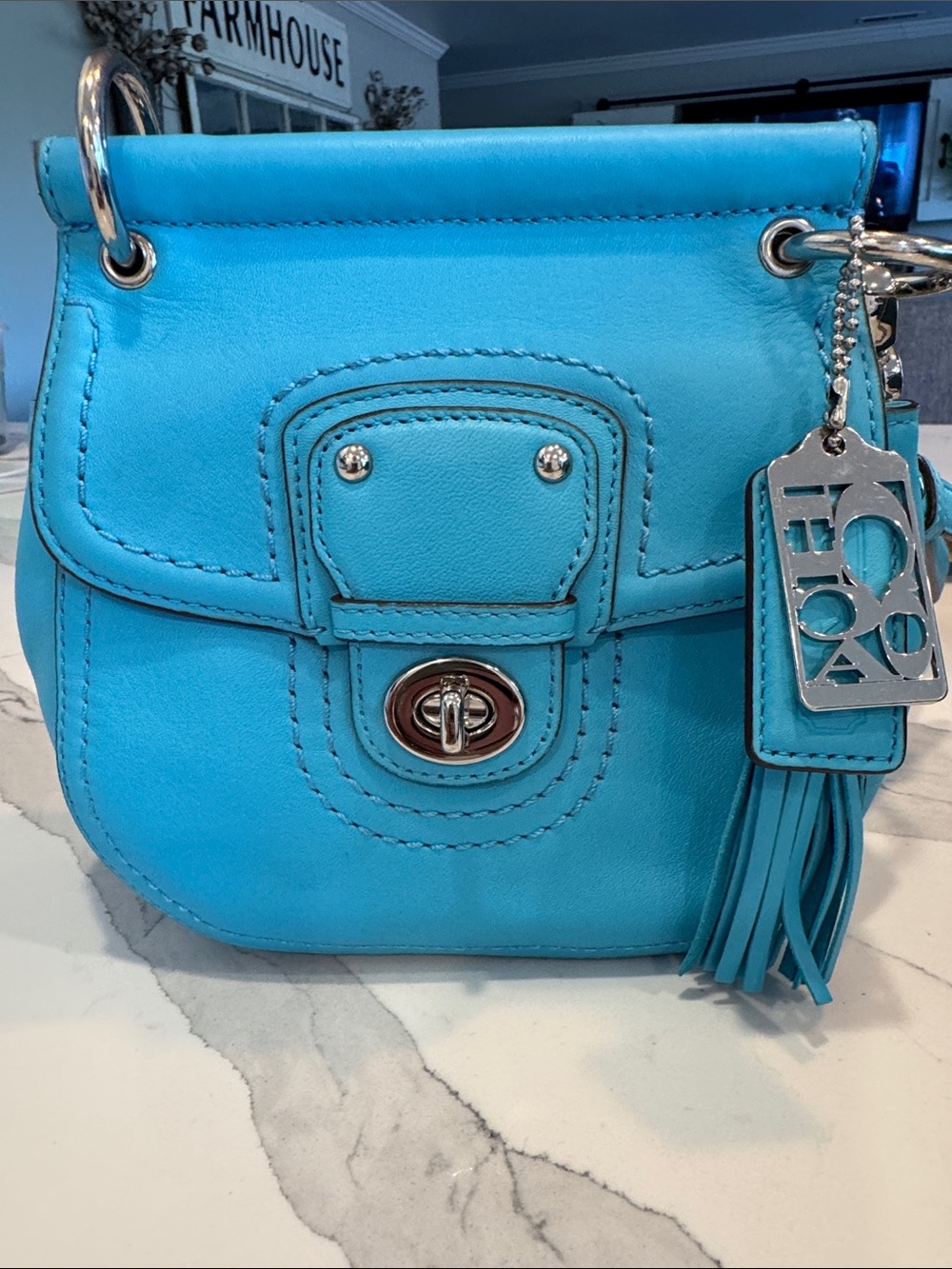 Coach Vintage Legacy Mini Willis Turquoise Leather Crossbody